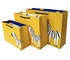 FSC ISO9001 أكياس ورقية للملابس الصفراء حقيبة ورقية مطبوعة على الوجهين من زيبرا